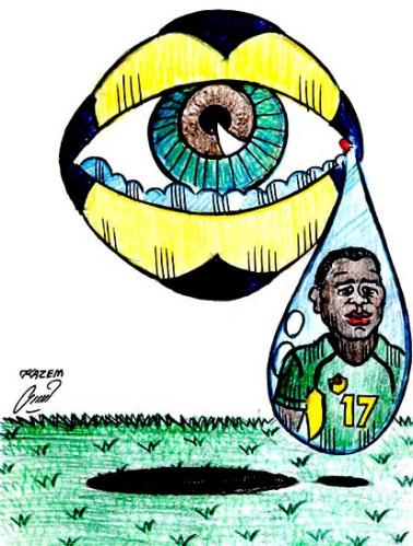 Cartoon: marc vivien foe (medium) by Hossein Kazem tagged marc,vivien,foe