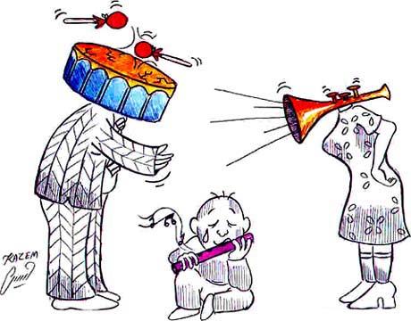 Cartoon: musical divorce (medium) by Hossein Kazem tagged musical,divorce