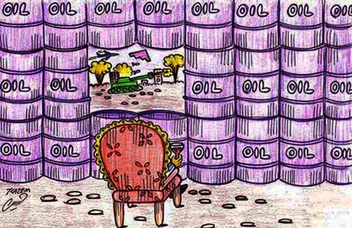 Cartoon: oil tv (medium) by Hossein Kazem tagged oil,tv