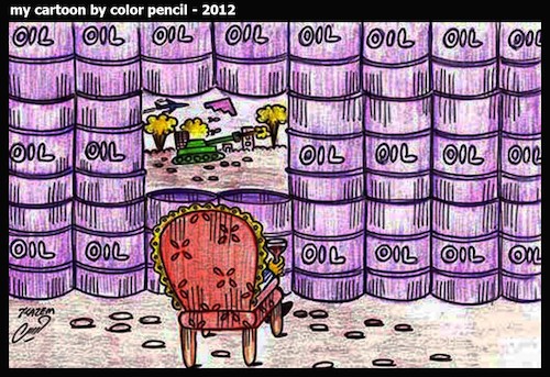 Cartoon: oil war (medium) by Hossein Kazem tagged oil,war