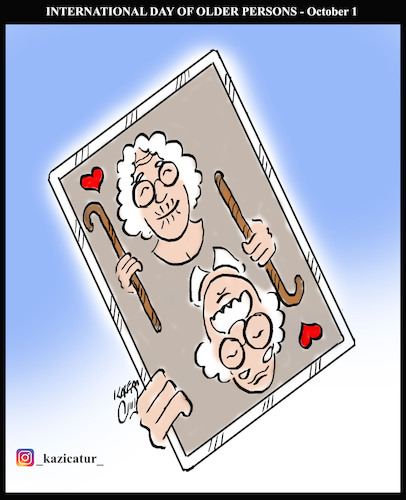 Cartoon: older persons (medium) by Hossein Kazem tagged international,day,of,older,persons