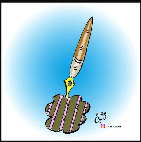 Cartoon: pen in prison (medium) by Hossein Kazem tagged pen,in,prison