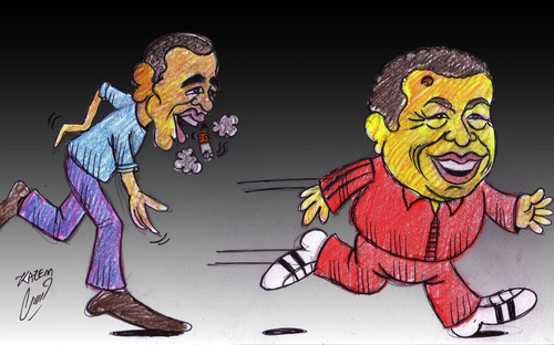 Cartoon: President Hugo Chavez (medium) by Hossein Kazem tagged president,hugo,chavez