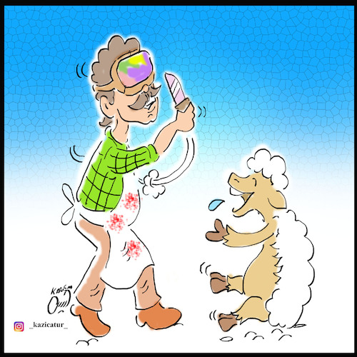 Cartoon: sheep and vr (medium) by Hossein Kazem tagged kurban