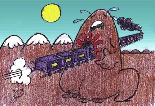Cartoon: train (medium) by Hossein Kazem tagged train