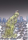 Cartoon: thinker and traffic (small) by Hossein Kazem tagged thinker,and,traffic