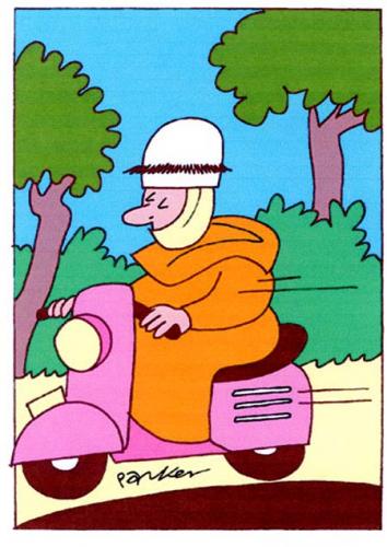 Cartoon: The Monk (medium) by Dave Parker tagged monk,religion,vespa