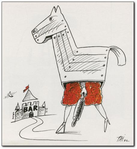 Cartoon: trojan horse (medium) by penapai tagged women