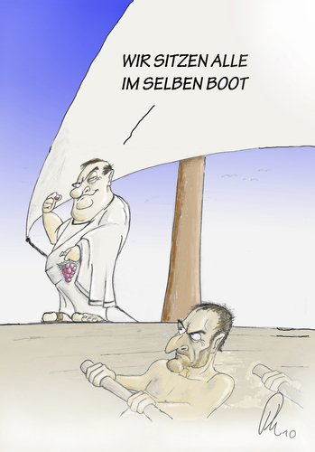 Cartoon: Das Selbe Boot 2 (medium) by philipolippi tagged schiff,boot,rom,sklave