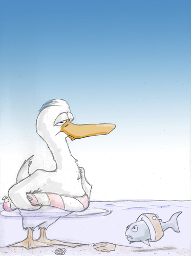 Cartoon: Nichtschwimmer (medium) by philipolippi tagged ente,fisch,wasser,nichtschwimmer