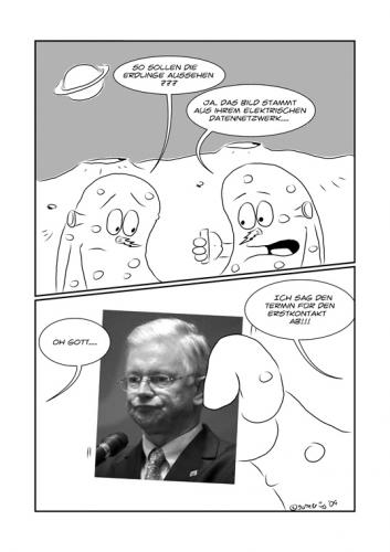 Cartoon: Erstkontakt mit Roland Koch (medium) by bobele tagged roland,koch,alien,ausserirdische,erstkontakt,politik,hessen
