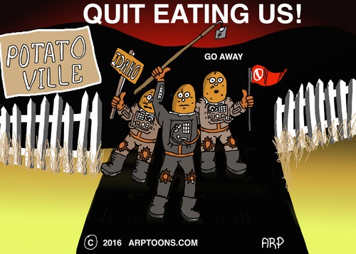 Cartoon: ALIEN POTATOES (medium) by tonyp tagged arptoons,alien,potatoes,farming,space