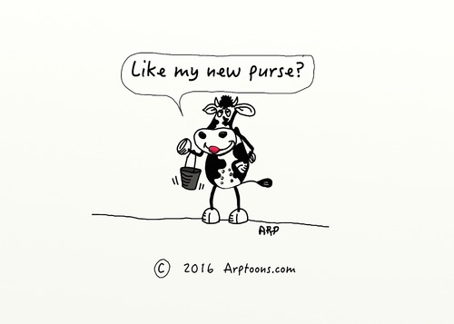 Cartoon: Cows new purse (medium) by tonyp tagged arp,cow,purse,bucket,fashion