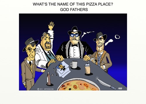 Cartoon: GODFATHERS  PIZZA (medium) by tonyp tagged arp,pizza,god,fathers,arptoons