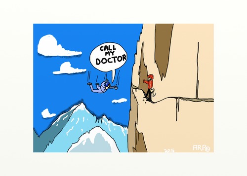 Cartoon: oops I slipped (medium) by tonyp tagged arp,slip,oops,falling,call,my,doctor,phone