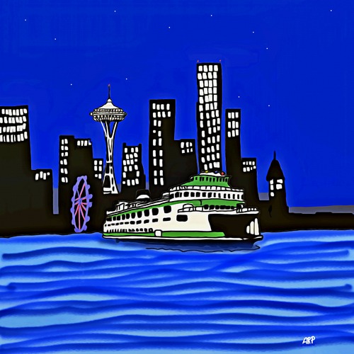Cartoon: Seattles  shoreline (medium) by tonyp tagged arp,tonyp,arptoons,wacom,draw,seattle,seattles,shore,city
