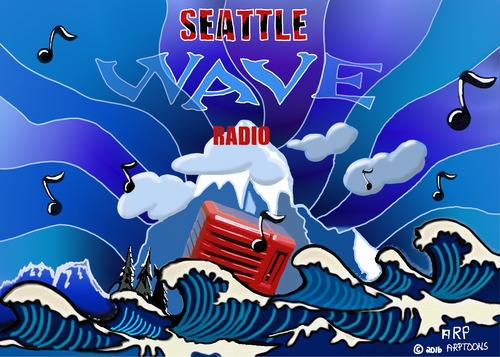 Cartoon: WAVE RADIO (medium) by tonyp tagged music,radio,seattle,wave,arp