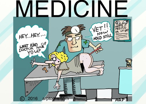 Cartoon: wrong kind of doctor (medium) by tonyp tagged arp,hard,wrong,kind,of,dr,times,dog,vet,doctor,temp