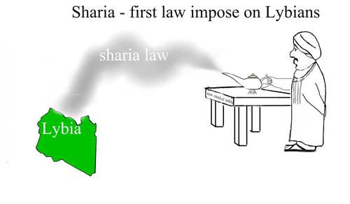 Cartoon: Sharia imposed on Lybians (medium) by Cocotero tagged lybia,repression,religion