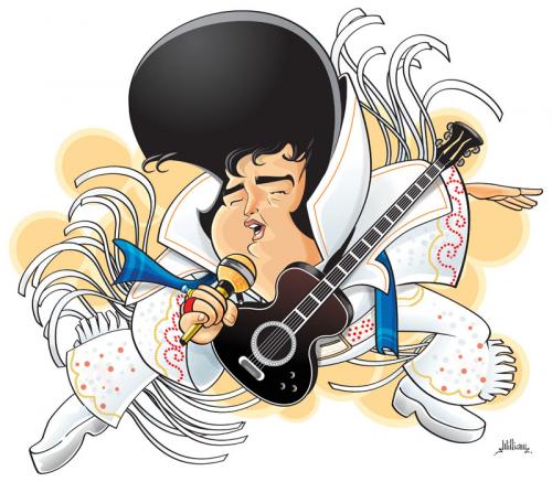 Cartoon: Elvis Presley (medium) by William Medeiros tagged music,rock