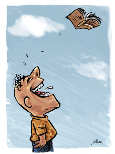 Cartoon: No Words (medium) by William Medeiros tagged book,people