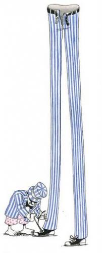 Cartoon: Stilt careless (medium) by William Medeiros tagged stilt,circus,shoes,high,tall