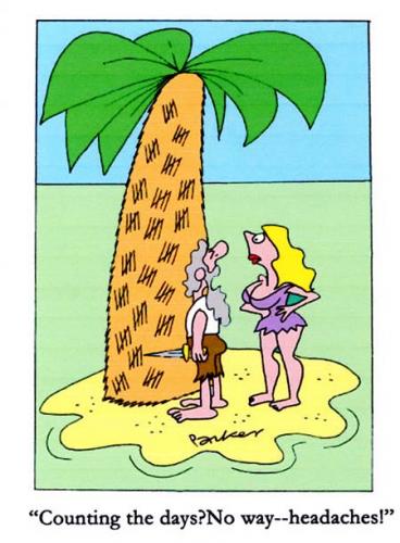 Cartoon: Headaches (medium) by daveparker tagged headaches,palm,tree,desert,island