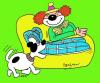 Cartoon: Footnote. (small) by daveparker tagged clown slippers dog