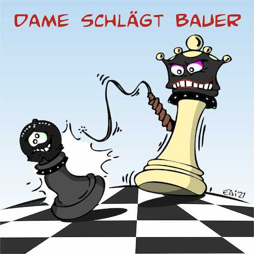Cartoon: Dame schlägt Bauer (medium) by eisi tagged schach,bdsm