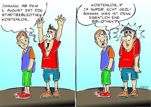 Cartoon: Stadtbibliothek (medium) by eisi tagged bücher,lesen,bibliothek