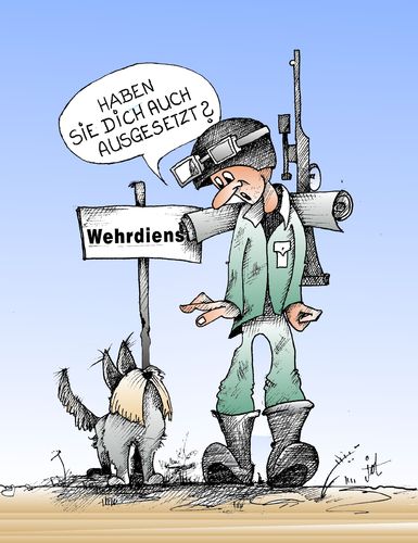Cartoon: Das Ende der Wehrpflicht (medium) by Jot tagged wehrpflicht