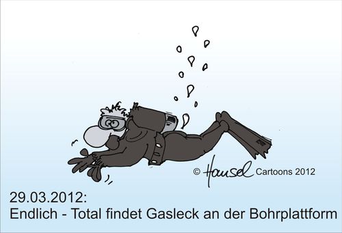 Cartoon: Gasleck endlich gefunden (medium) by Hansel tagged gasleck,bohrplattform,umwelt