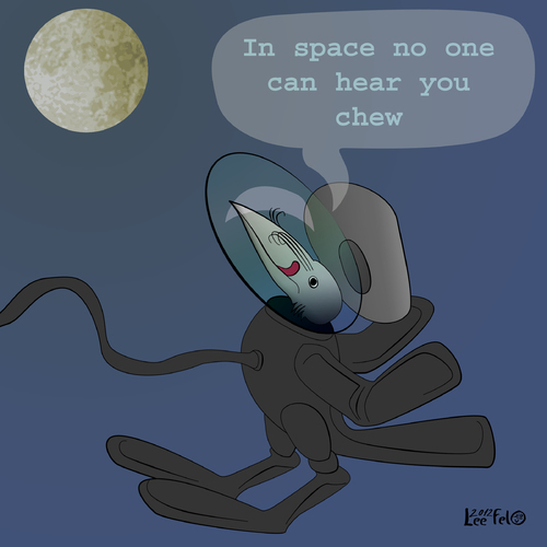 Cartoon: the space crow (medium) by LeeFelo tagged crow,raven,black,moon,feathers,claw,beak,bird,hat,space,scpacesuit,hungry,scream,chew,naughty,cheeky,tongue,moustache