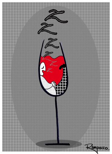 Cartoon: A little bit (medium) by Marcelo Rampazzo tagged wine,wein,glas,weinglas,alkohol,getränk,trinken,gastronomie,schlafen,kater,entspannung,genussmittel,kultur