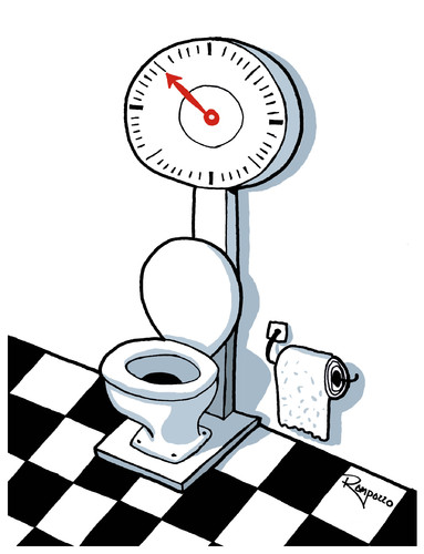 Cartoon: Anorexic (medium) by Marcelo Rampazzo tagged anorexic,toilette,klo,wiegen,waage,gewicht,mager,gesundheit,magersucht,sucht,krank,psyche,krankheit,übergeben,essen,nahrung,ernährung