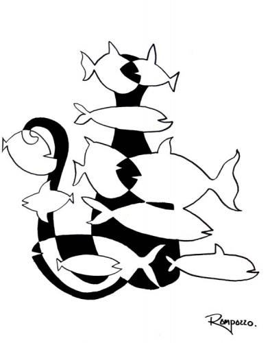 Cartoon: cat n fish (medium) by Marcelo Rampazzo tagged fish,,illustration,fische,katze,tiere,freunschaft