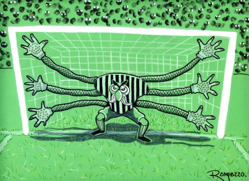 Cartoon: Easy gol (medium) by Marcelo Rampazzo tagged easy,gol,,fußball,fussball,torwart,spiel,fußballspieler,spieler,halten,gefahr,hände,arme,ungeheuer,monster,vorteil,bizarr,ungerecht