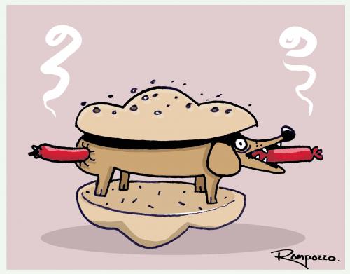 Cartoon: Hotdog (medium) by Marcelo Rampazzo tagged humor,essen,nahrung,ernährung,lebensmittel,fast food,burger,hamburger,hotdog,imbiss,hund,hunde,tier,tiere,wortspiel,gastronomie,fast,food