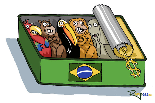 Cartoon: Made in Brazil (medium) by Marcelo Rampazzo tagged animals,traffic,brasilien,tiere,dose,essen,nahrung,ernährung,dosenfutter,tierschutz