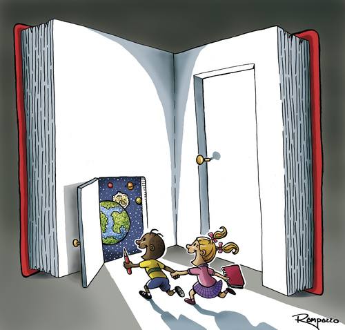 Cartoon: The Doors (medium) by Marcelo Rampazzo tagged books,education,kids,literatur,bildung,lesen,buch,bücher,kinder