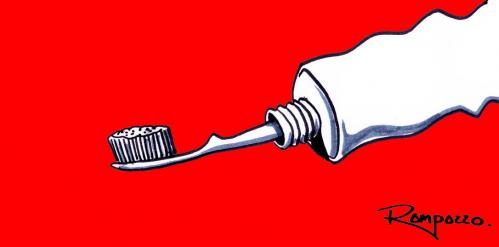 Cartoon: toothpaste (medium) by Marcelo Rampazzo tagged toothpaste,zahnpasta,zahnbürste,hygiene,innovation,idee,bizarr,erfindung,putzen,zähne,mund