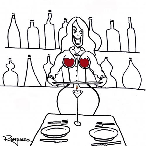 Cartoon: Wines (medium) by Marcelo Rampazzo tagged wines,wein,alkohol,bar,kneipe,restaurant,bedienung,service,serviererin,kellnerin,gläser,paar,mann,frau,pärchen,beziehung,romantik,romantisch,gastronomie,busen,brüste,weiblichkeit,betonen,intimbereich,abendessen