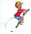 Cartoon: pogostick jumper (small) by neudecker tagged kids,boy,children,layout,mixed,media,sketch,pogostick,jumper