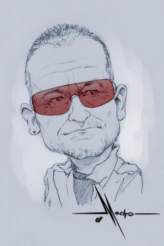 Cartoon: Bono (medium) by Mecho tagged caricature,caricatura,caricatures,caricaturas,bono,famosos,cantante,musica