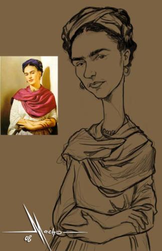 Cartoon: Frida (medium) by Mecho tagged caricature,caricatura,caricatures,mujer,frida,women