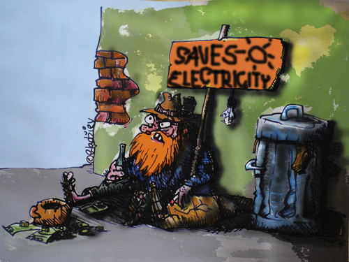 Cartoon: saves electricity! (medium) by ivo tagged wau
