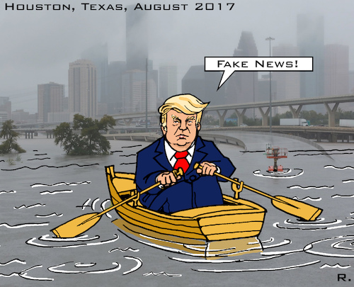 Cartoon: Climate Change? (medium) by RachelGold tagged usa,texas,houston,trump,climatechange,lie,fake,news