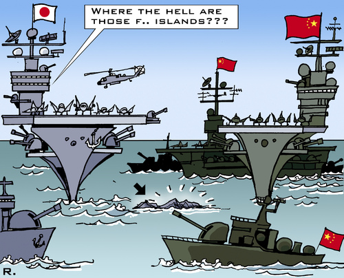 Cartoon: Islands? (medium) by RachelGold tagged senkaku,diaoyu,islands,japan,china,conflict