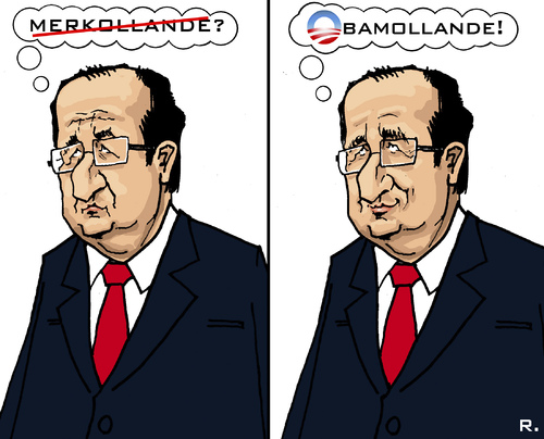 Cartoon: Obamollande (medium) by RachelGold tagged france,germany,usa,francoise,hollande