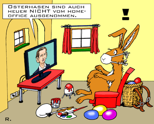 Cartoon: Oster-Homeoffice 2021 (medium) by RachelGold tagged österreich,deutschland,total,lockdown,ostern,osterhase,home,office,quarantäne,pandemie,corona,covid19,österreich,deutschland,total,lockdown,ostern,osterhase,home,office,quarantäne,pandemie,corona,covid19